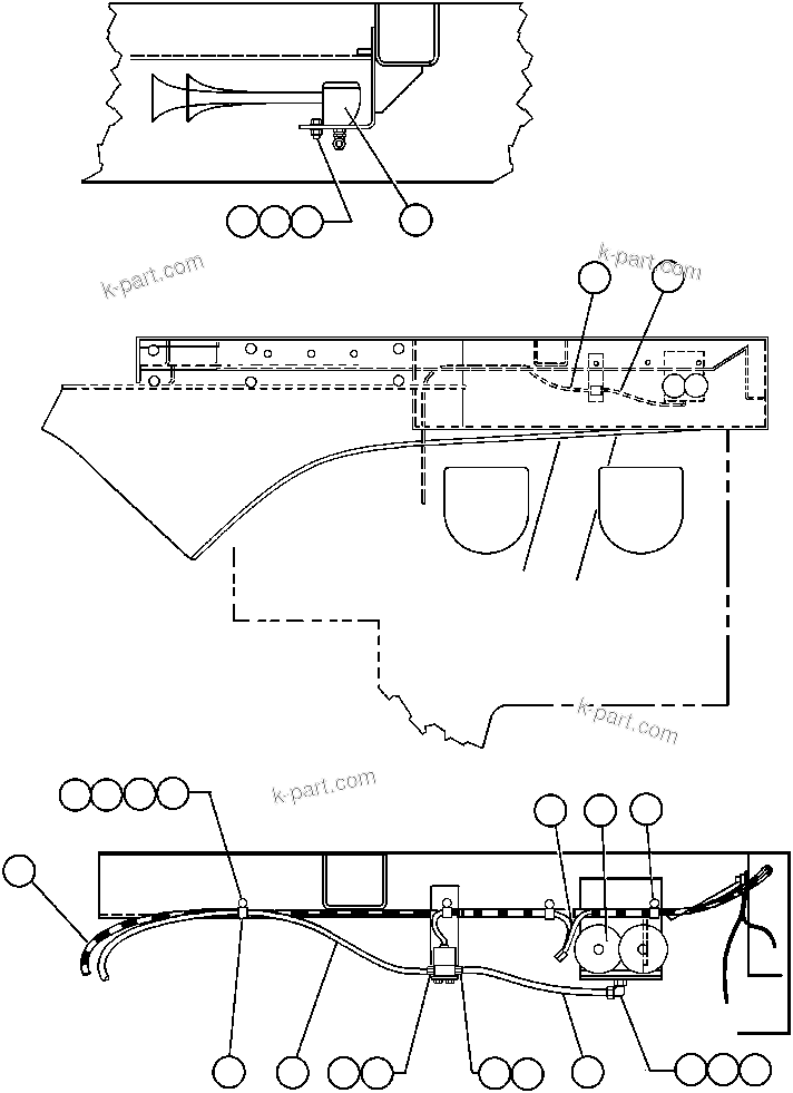 Komatsu parts book diagram for AFE32-ED 830E                 COLLAHUASI: HORN INSTL