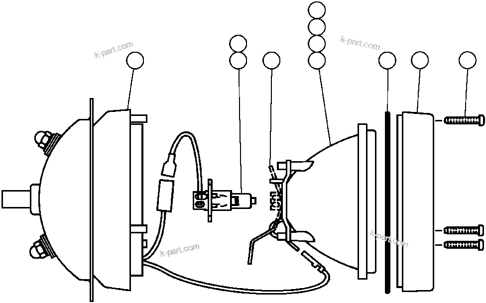 Komatsu parts book diagram for AFE32-ED 830E                 COLLAHUASI: LIGHT ASSM (SUPER HALOGEN)