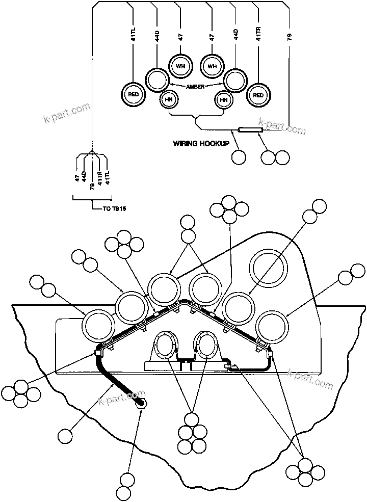 Komatsu parts book diagram for AFE32-ED 830E                 COLLAHUASI: REAR LIGHTS & BACK-UP HORN