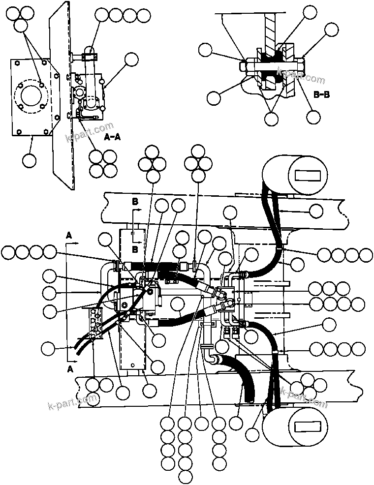 Komatsu parts book diagram for AFE32-ED 830E                 COLLAHUASI: HOIST VALVE & CYLINDER PIPING