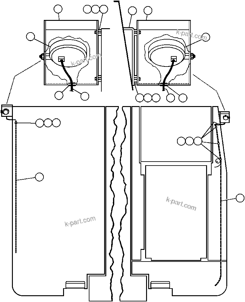 Komatsu parts book diagram for AFE32-ED 830E                 COLLAHUASI: BACKUP LIGHT INSTL