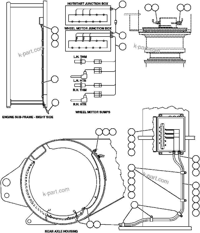 Komatsu parts book diagram for AFE32-ED 830E                 COLLAHUASI: WHEEL MOTOR HEATER INSTALLATION