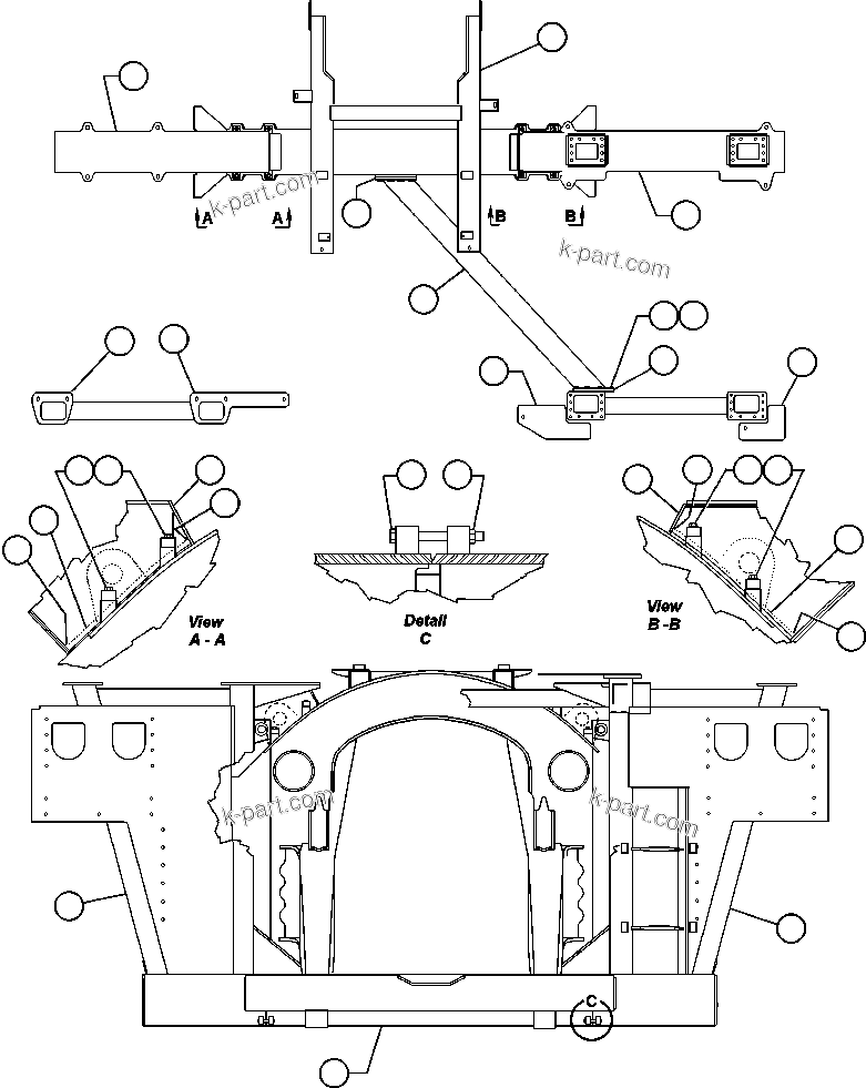Komatsu parts book diagram for AFE32-EZ 830E                 COLLAHUASI: FRAME & UPRIGHTS