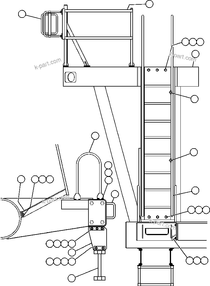 Komatsu parts book diagram for AFE32-EZ 830E                 COLLAHUASI: RIGHT DECK, HANDRAIL & LADDER