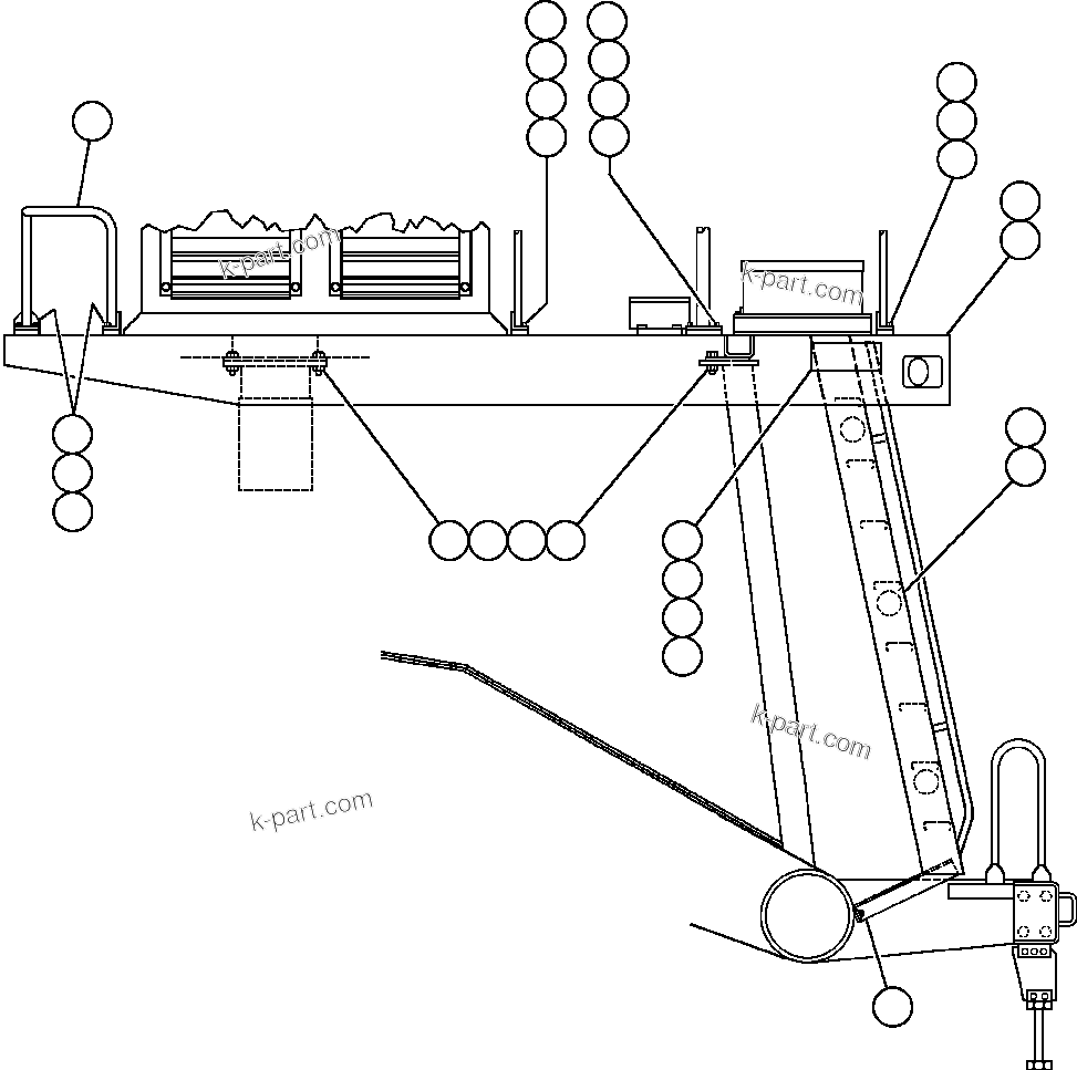 Komatsu parts book diagram for AFE32-EZ 830E                 COLLAHUASI: RIGHT DECK, HANDRAIL & DECK