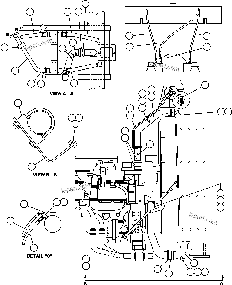Komatsu parts book diagram for AFE32-EZ 830E                 COLLAHUASI: RADIATOR & SURGE TANK PIPING - 1