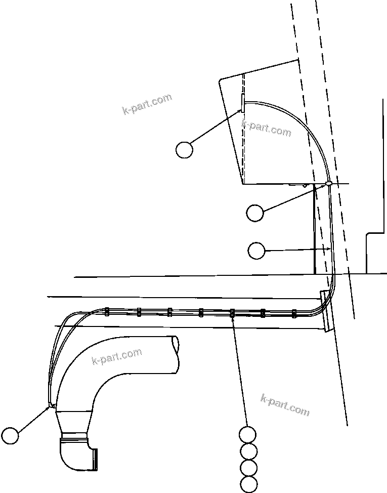 Komatsu parts book diagram for AFE32-EZ 830E                 COLLAHUASI: AIR CLEANER INDICATOR PIPING