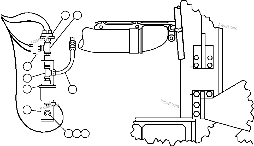Komatsu parts book diagram for AFE32-EZ 830E                 COLLAHUASI: ENGINE OIL PRESSURE PIPING