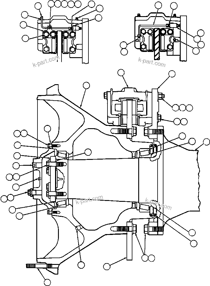 Komatsu parts book diagram for AFE32-EZ 830E                 COLLAHUASI: SPINDLE, HUB & BRAKE INSTALLATION