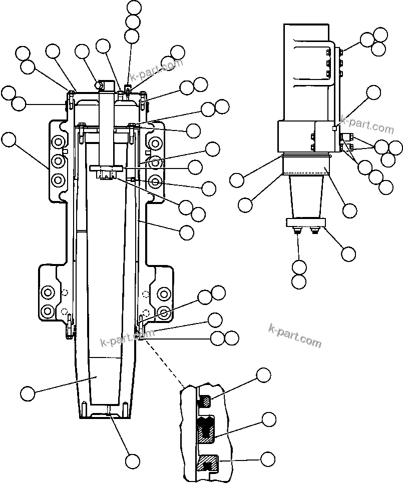 Komatsu parts book diagram for AFE32-EZ 830E                 COLLAHUASI: FRONT SUSPENSION & MOUNTING