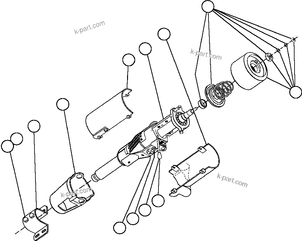 Komatsu parts book diagram for AFE32-EZ 830E                 COLLAHUASI: STEERING COLUMN ASSEMBLY - 5 (PB9380)