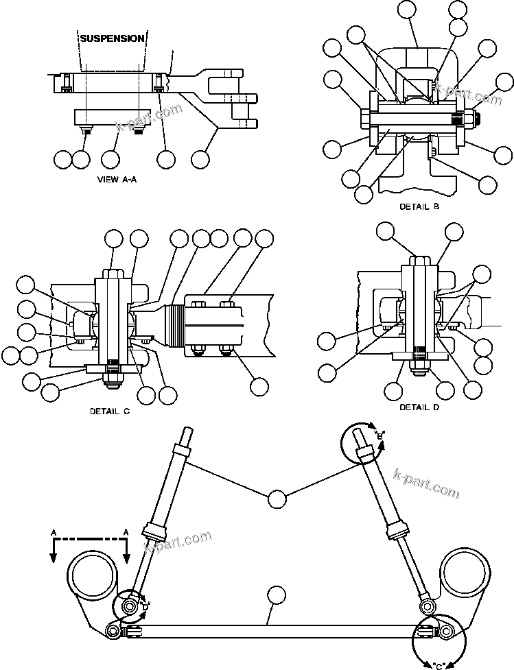Komatsu parts book diagram for AFE32-EZ 830E                 COLLAHUASI: STEERING ARMS & LINKAGE