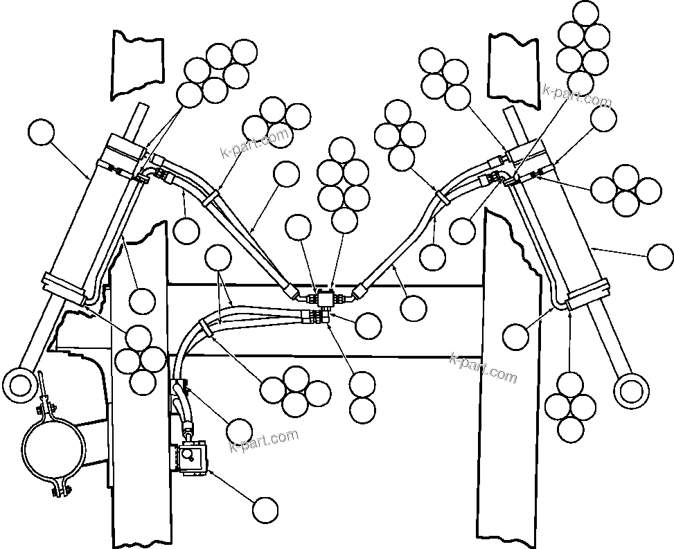 Komatsu parts book diagram for AFE32-EZ 830E                 COLLAHUASI: STEERING CYLINDER PIPING