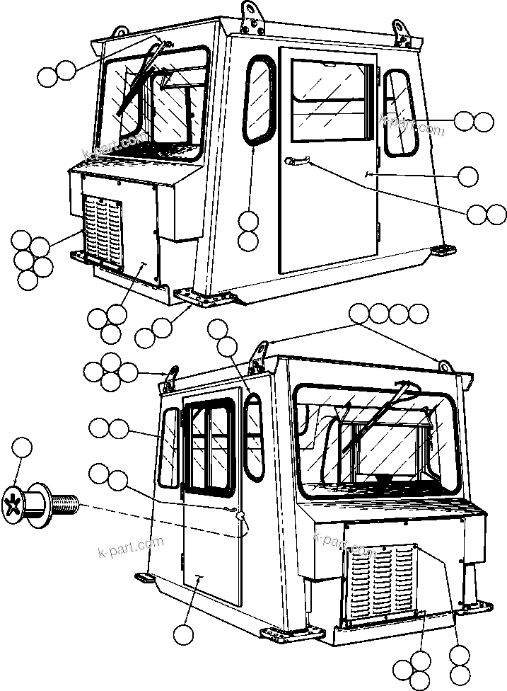 Komatsu parts book diagram for AFE32-EZ 830E                 COLLAHUASI: CAB ASSEMBLY - 1 (SM5193)