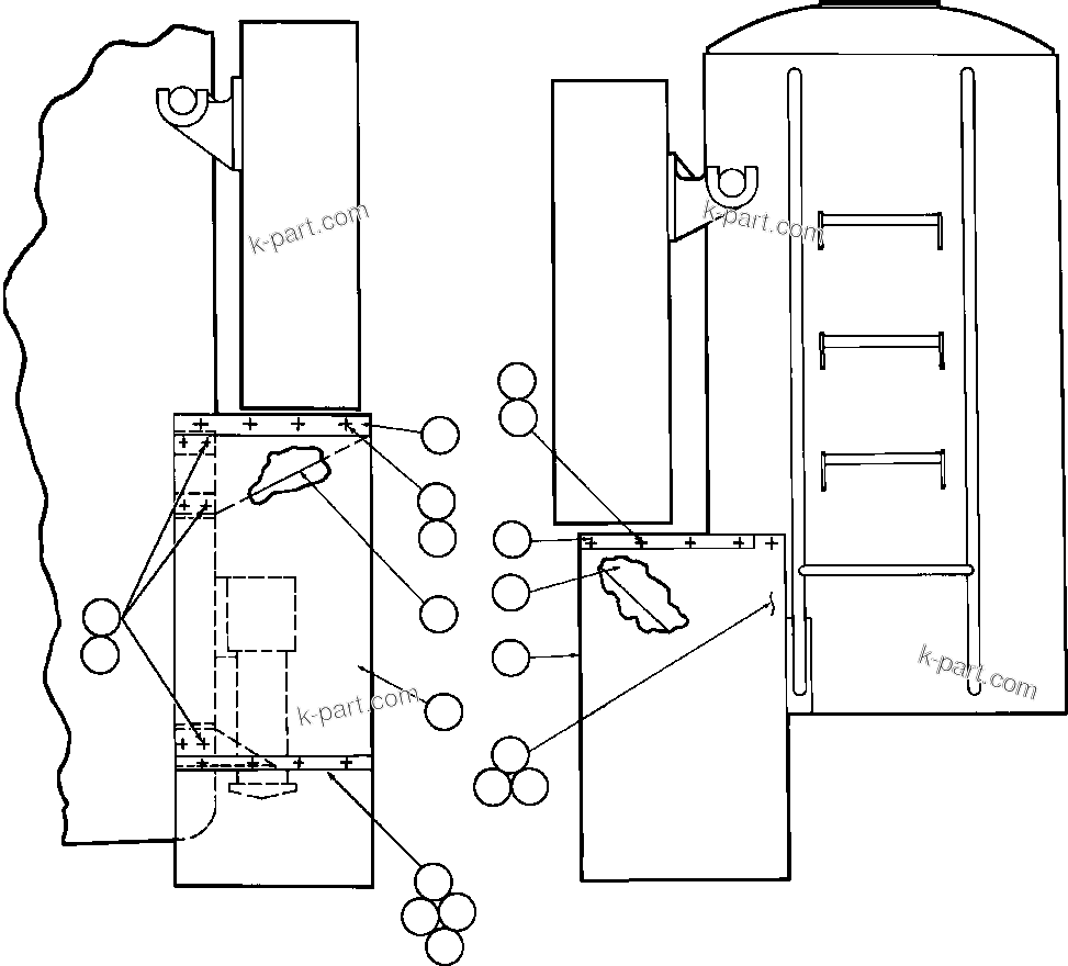 Komatsu parts book diagram for AFE32-EZ 830E                 COLLAHUASI: REAR MUD FLAP INSTALLATION