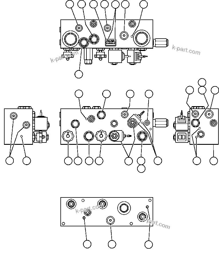 Komatsu parts book diagram for AFE32-EZ 830E                 COLLAHUASI: BRAKE MANIFOLD - TWO CIRCUIT (PB8241)