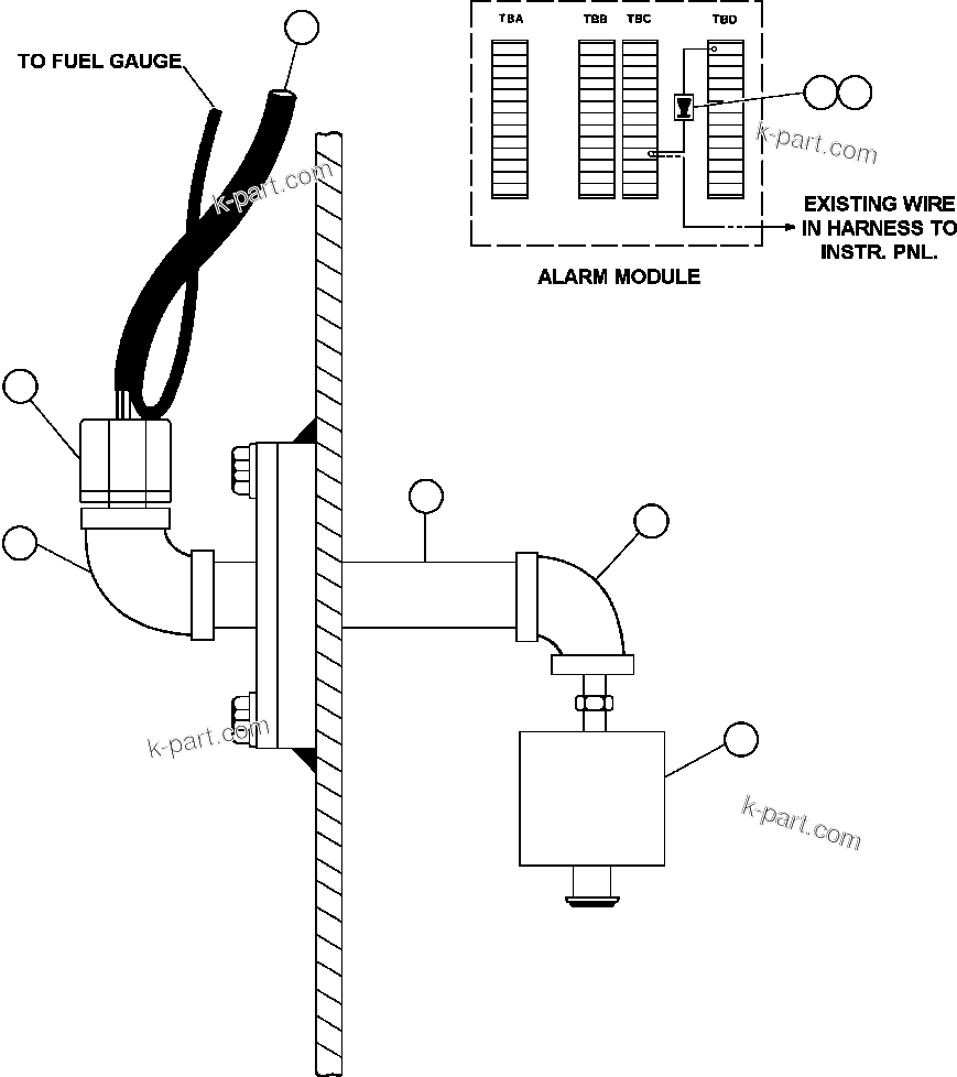 Komatsu parts book diagram for AFE32-EZ 830E                 COLLAHUASI: LOW FUEL LIGHT & BUZZER INSTALLATION