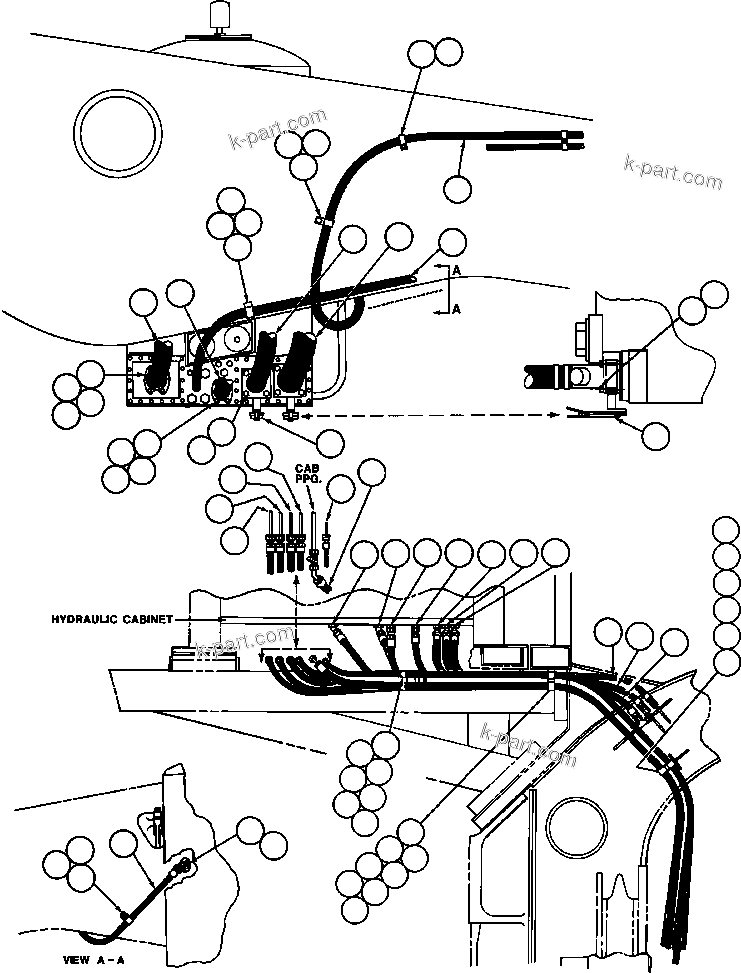 Komatsu parts book diagram for AFE32-EZ 830E                 COLLAHUASI: HYD TANK/CABINET PIPING
