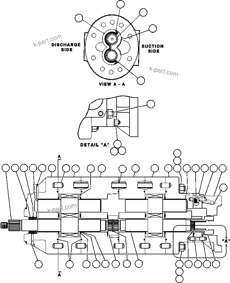 Komatsu parts book diagram for AFE32-EZ 830E                 COLLAHUASI: HOIST PUMP ASSEMBLY (PB8761)