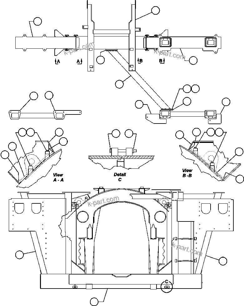 Komatsu parts book diagram for AFE32-FA 830E                 COLLAHUASI: FRAME & UPRIGHTS
