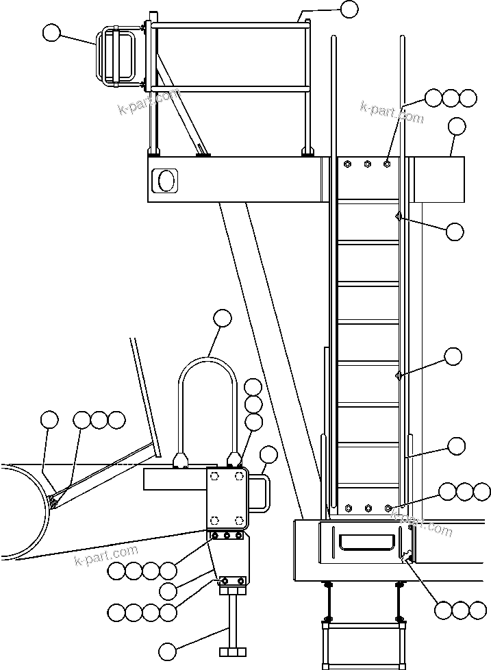 Komatsu parts book diagram for AFE32-FA 830E                 COLLAHUASI: RIGHT DECK, HANDRAIL & LADDER