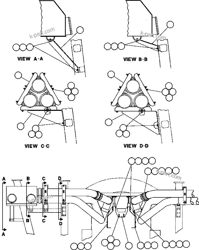 Komatsu parts book diagram for AFE32-FA 830E                 COLLAHUASI: AIR CLEANER PIPING