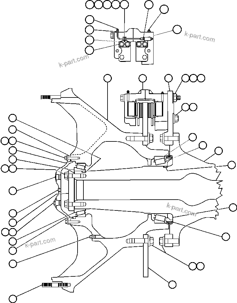 Komatsu parts book diagram for AFE32-FA 830E                 COLLAHUASI: SPINDLE, HUB & BRAKE INSTALLATION