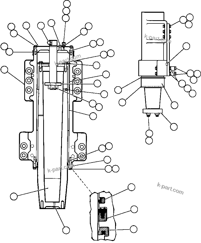 Komatsu parts book diagram for AFE32-FA 830E                 COLLAHUASI: FRONT SUSPENSION & MOUNTING