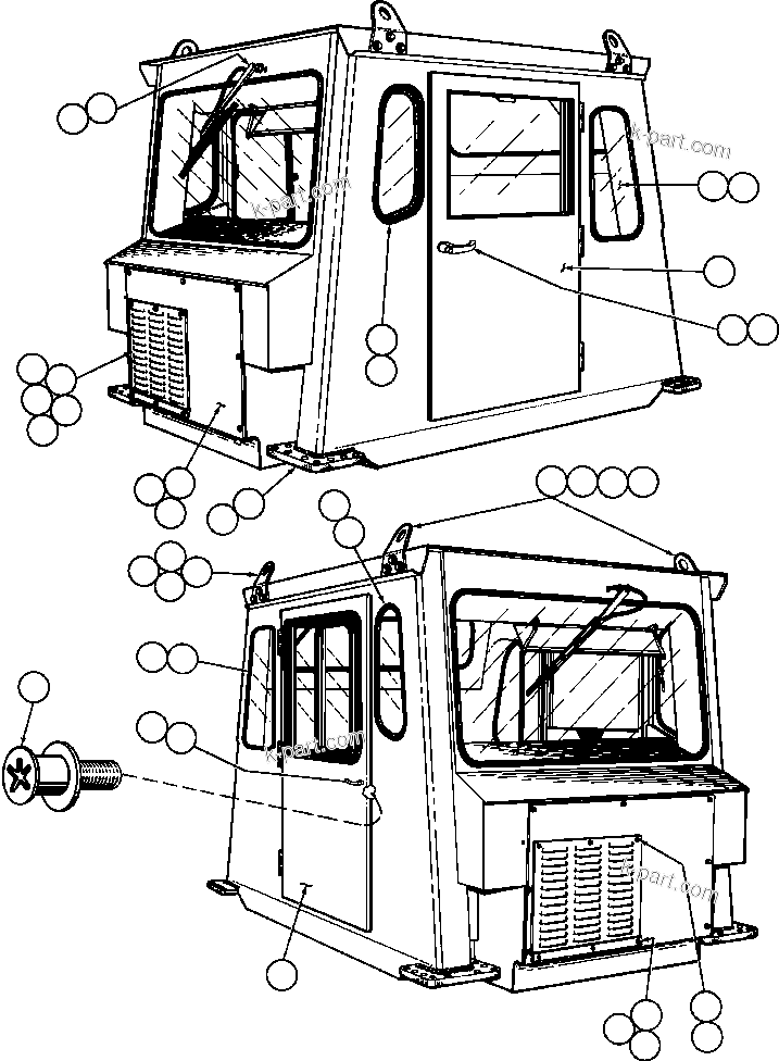 Komatsu parts book diagram for AFE32-FA 830E                 COLLAHUASI: CAB ASSEMBLY - 1 (SM5193)