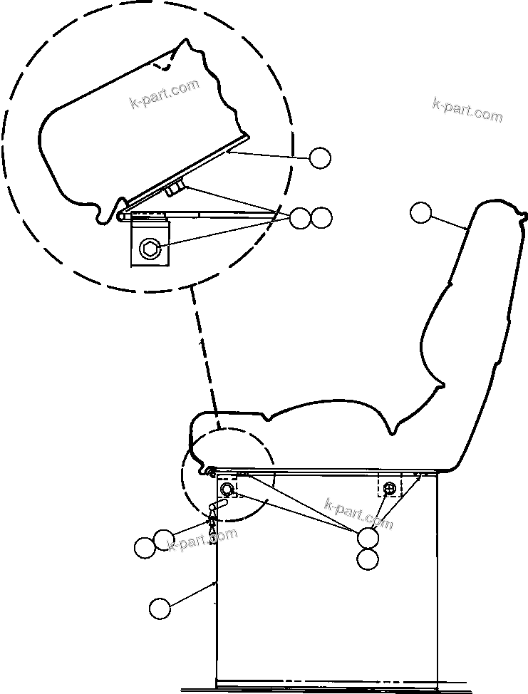 Komatsu parts book diagram for AFE32-FA 830E                 COLLAHUASI: PASSENGER SEAT INSTALLATION