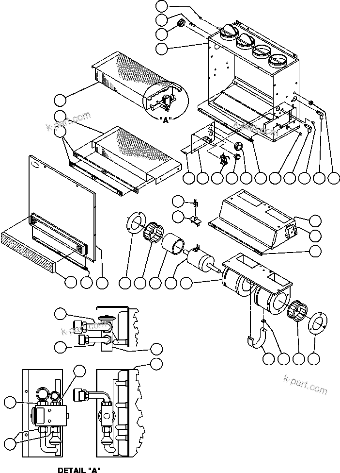 Komatsu parts book diagram for AFE32-FA 830E                 COLLAHUASI: HEATER/AIR CONDITIONER (PB8386/PB8388)