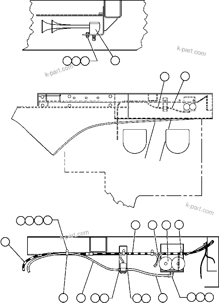 Komatsu parts book diagram for AFE32-FA 830E                 COLLAHUASI: HORN INSTALLATION