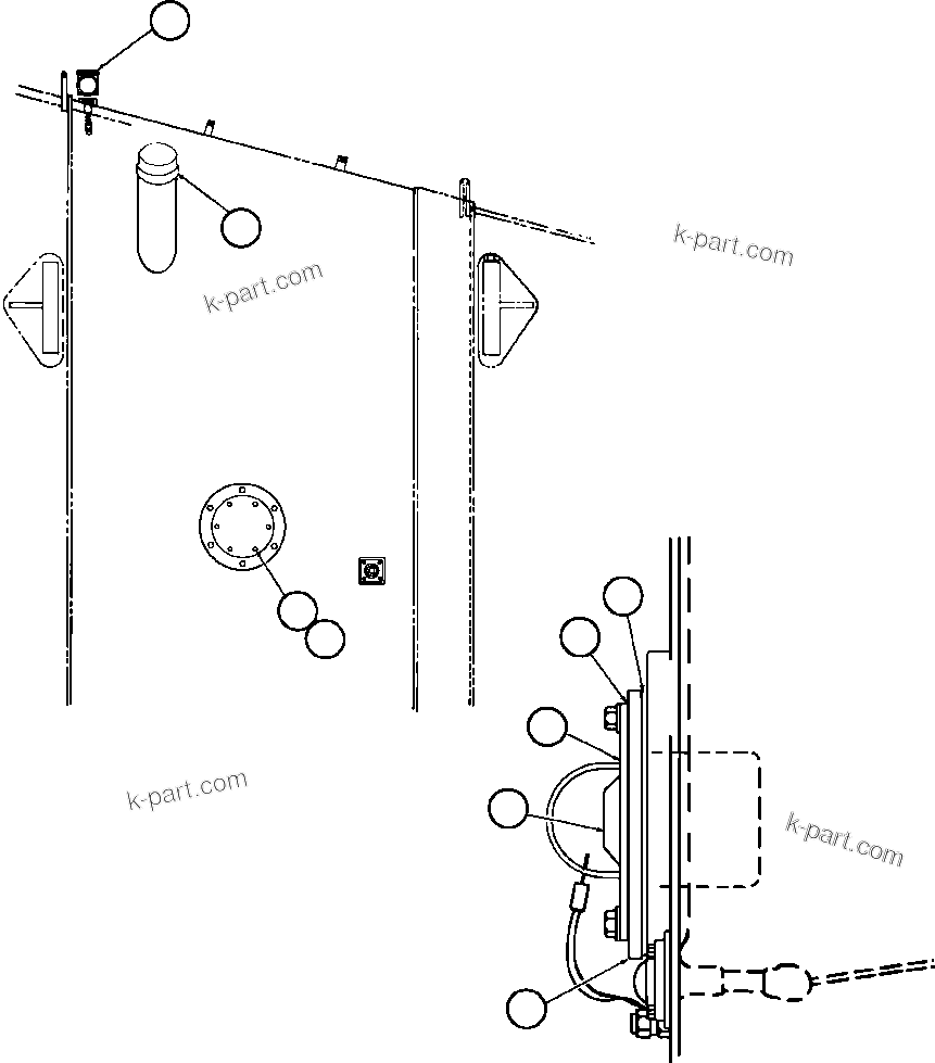 Komatsu parts book diagram for AFE32-FA 830E                 COLLAHUASI: PRESSURE FUELING - R.H. (TX3576)