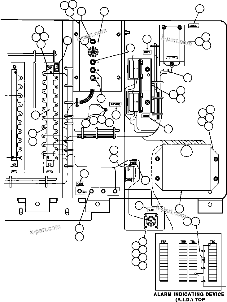 Komatsu parts book diagram for AFE32-FA 830E                 COLLAHUASI: ELECTRICAL COMPARTMENT - 24 VOLT - 1