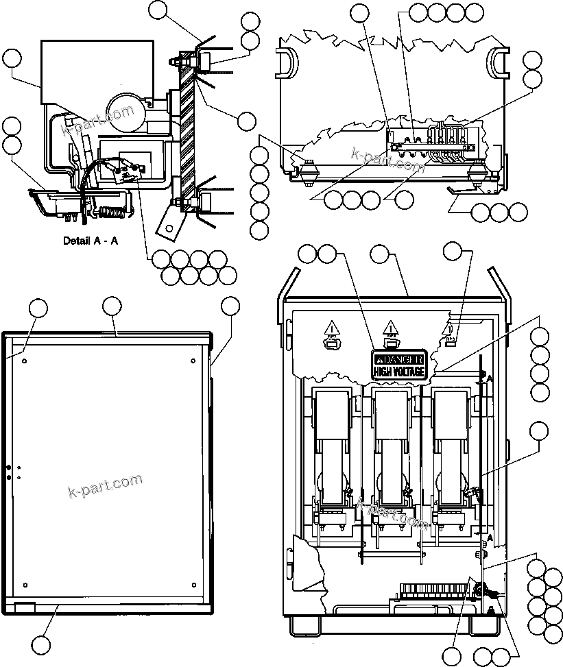 Komatsu parts book diagram for AFE32-FA 830E                 COLLAHUASI: CONTACTOR BOX ASSEMBLY (EC9903)