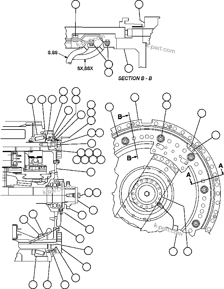 Komatsu parts book diagram for AFE32-FA 830E                 COLLAHUASI: MOTORIZED WHEEL - 787FS11 - 3