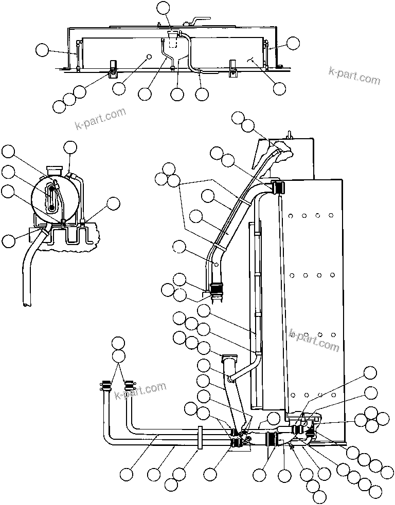 Komatsu parts book diagram for AFE32-Y 830E S/N 31588,31589,31631,31632: RADIATOR & SURGE TANK PIPING