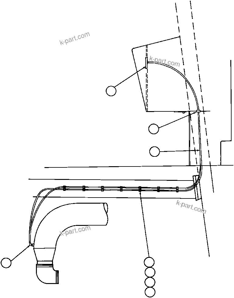 Komatsu parts book diagram for AFE32-Y 830E S/N 31588,31589,31631,31632: AIR CLEANER INDICATOR PIPING