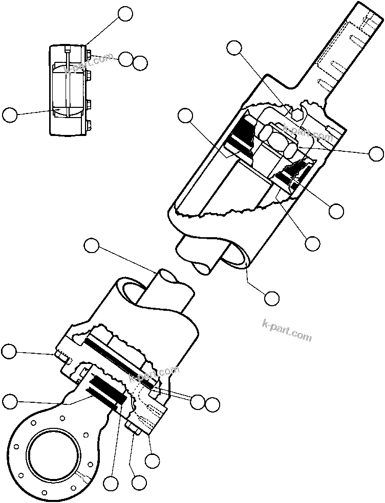 Komatsu parts book diagram for AFE32-Y 830E S/N 31588,31589,31631,31632: STEERING CYLINDER ASSM (TZ1419)