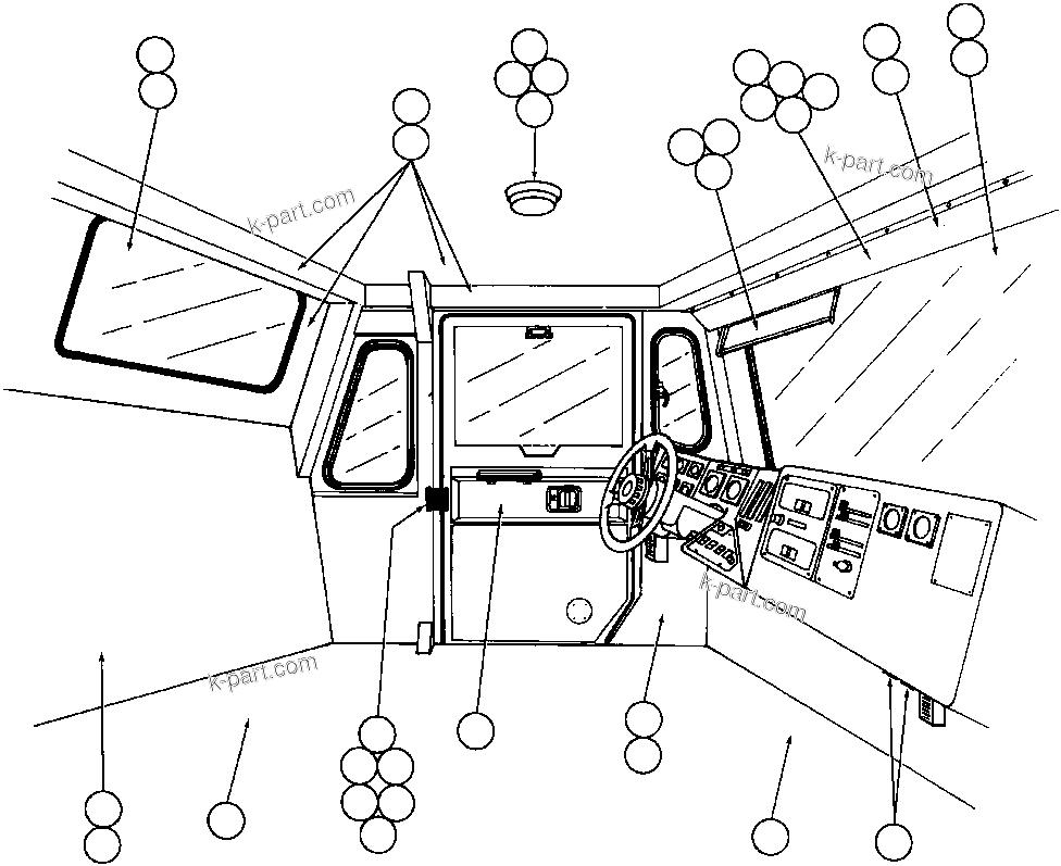 Komatsu parts book diagram for AFE32-Y 830E S/N 31588,31589,31631,31632: CAB ASSM - 2 (PB7907)