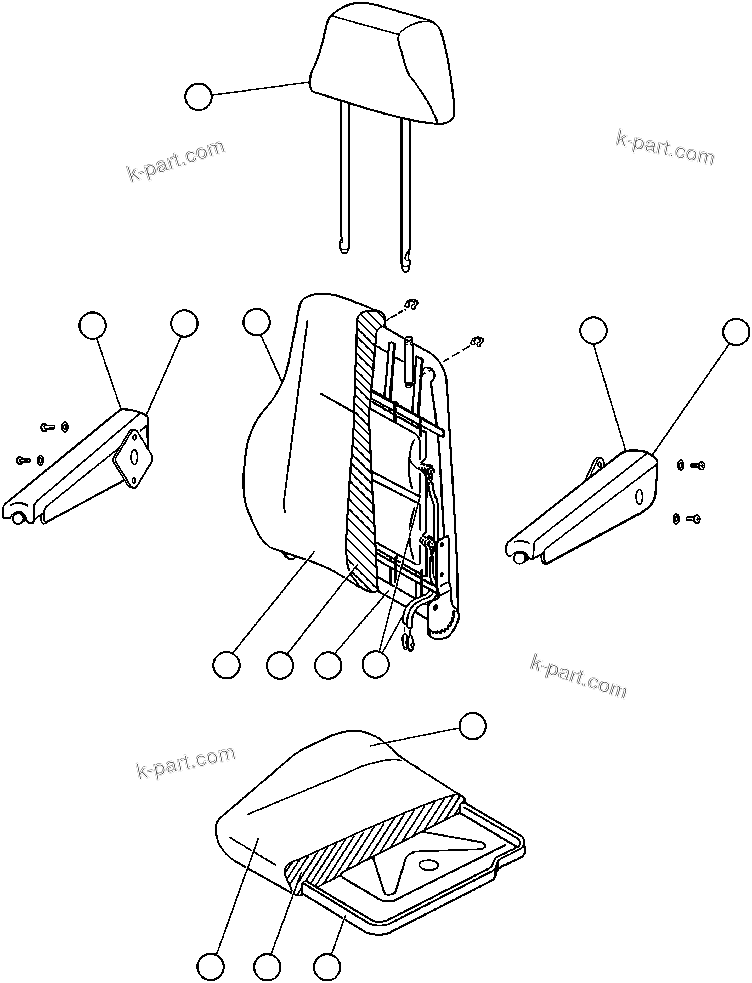 Komatsu parts book diagram for AFE32-Y 830E S/N 31588,31589,31631,31632: DRIVER'S SEAT ASSM - 1 (PB7839)