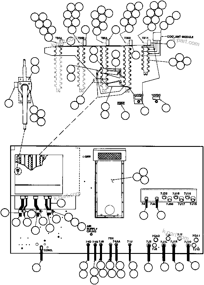 Komatsu parts book diagram for AFE32-Y 830E S/N 31588,31589,31631,31632: CONTROL CABINET WIRING - REAR
