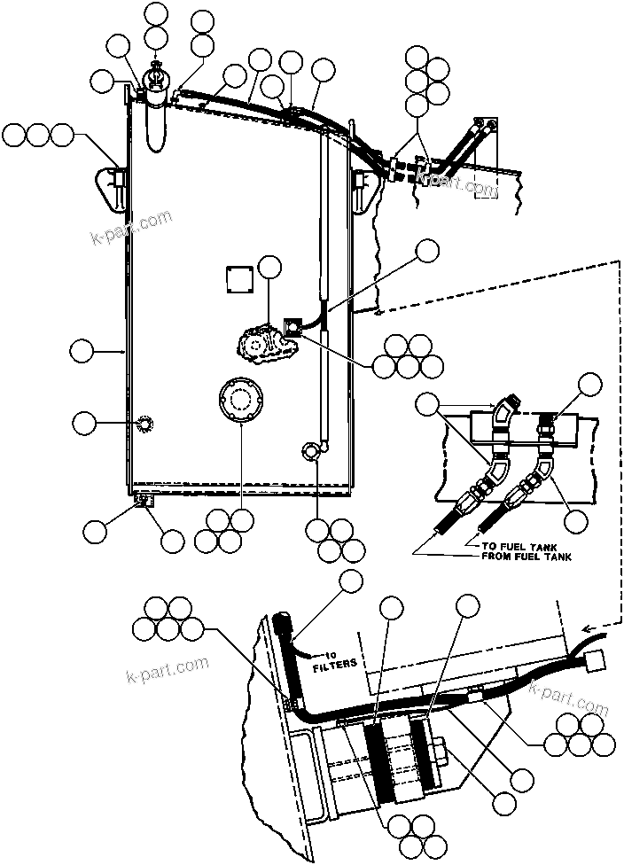 Komatsu parts book diagram for AFE32-Y 830E S/N 31588,31589,31631,31632: FUEL TANK INSTL