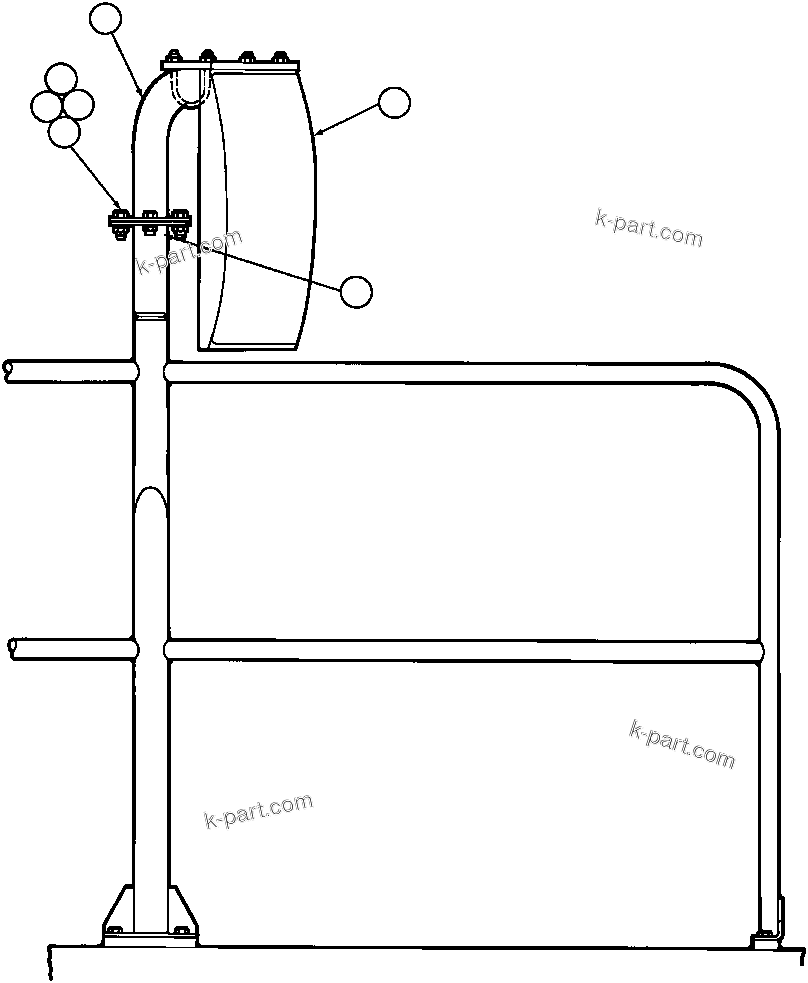 Komatsu parts book diagram for AFE32-Y 830E S/N 31588,31589,31631,31632: CONVEX MIRROR - R.H. (EB5048)