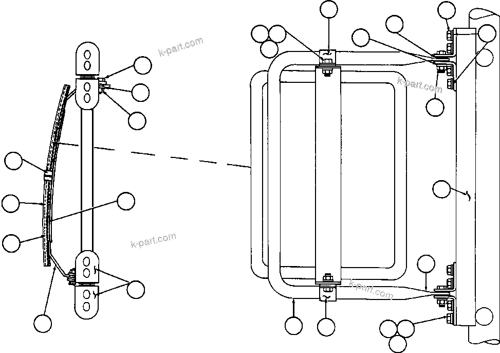 Komatsu parts book diagram for AFE42-GA 630E GLIDER KIT - AK5157 S/N GAE2209 & UP      MAGNUM HOBET: R.H. CONVEX MIRROR INSTL