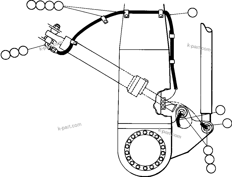 Komatsu parts book diagram for AFE42-GA 630E GLIDER KIT - AK5157 S/N GAE2209 & UP      MAGNUM HOBET: FRONT LUBRICATION