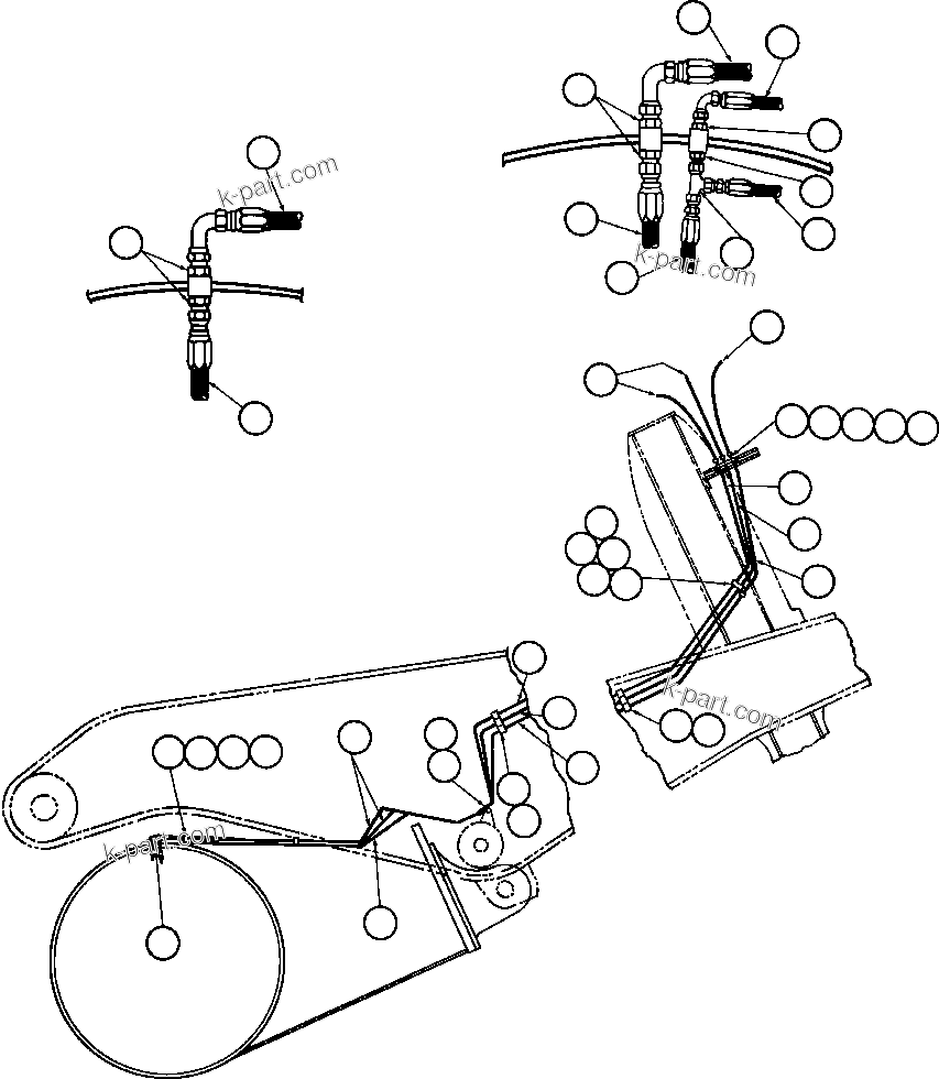 Komatsu parts book diagram for AFE42-GA 630E GLIDER KIT - AK5157 S/N GAE2209 & UP      MAGNUM HOBET: REAR BRAKE PIPING