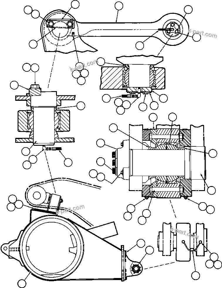 Komatsu parts book diagram for AFE42-GA 630E GLIDER KIT - AK5157 S/N GAE2209 & UP      MAGNUM HOBET: DRIVE AXLE & MOUNTING