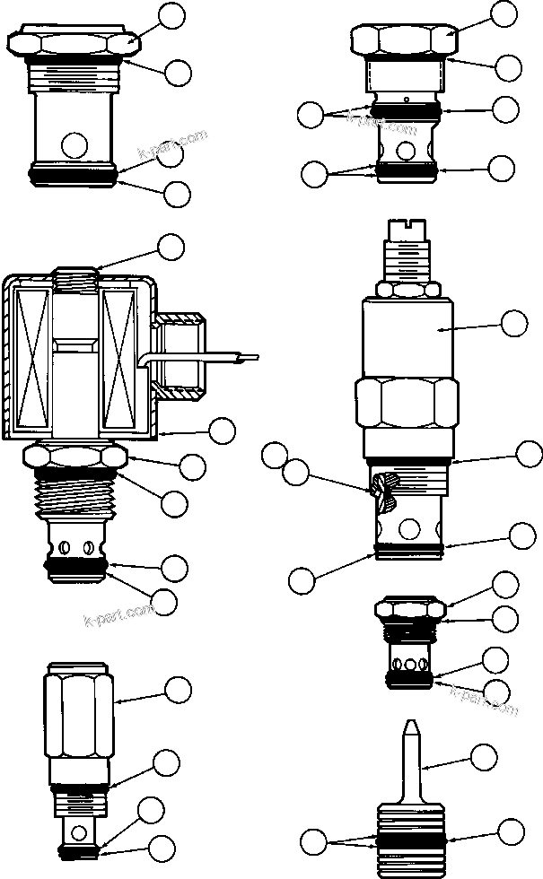 Komatsu parts book diagram for AFE42-GA 630E GLIDER KIT - AK5157 S/N GAE2209 & UP      MAGNUM HOBET: BLEEDDOWN MANIFOLD VALVE ASSM - 1