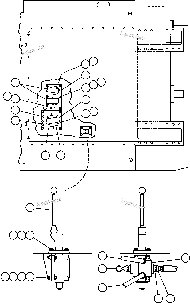 Komatsu parts book diagram for AFE42-GA 630E GLIDER KIT - AK5157 S/N GAE2209 & UP      MAGNUM HOBET: LEFT FRONT DECK PIPING